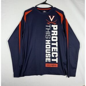 Under Armour University Virginia Cavaliers L/S Shirt Men Large Blue UVA Heatgear